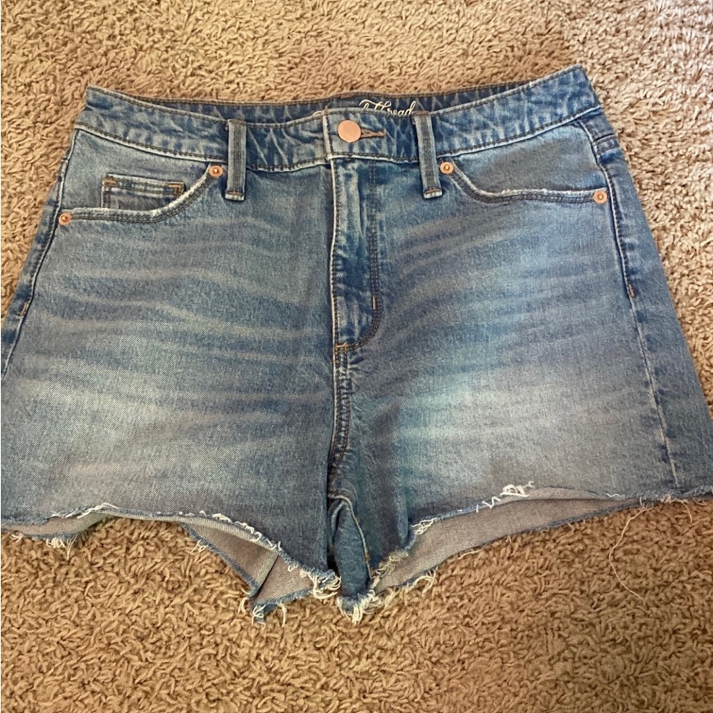 Distressed jean shorts